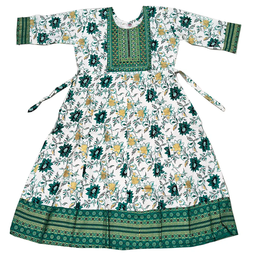 Pine Green Umbrella Kurti - Soft Cotton Full Flare Ethnic Design for Women