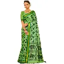 Pure Soft Handloom Cotton Saree with Zari Border and Blouse Piece (Green)