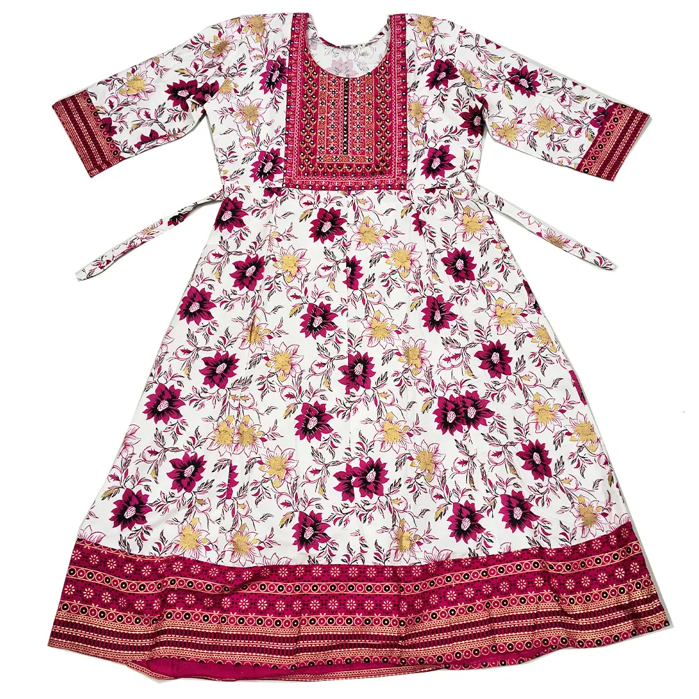 Pink Umbrella Kurti - Soft Cotton Full Flare Ethnic Design for Women