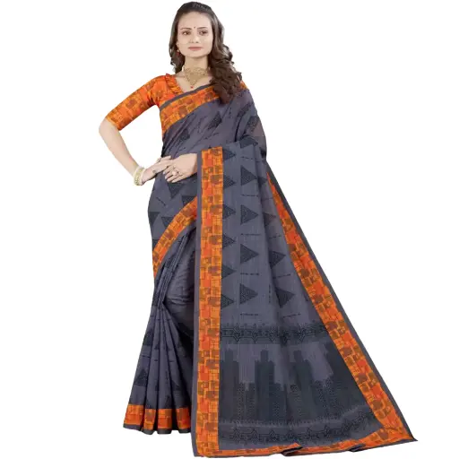 Printed Cotton Saree with Matching Blouse